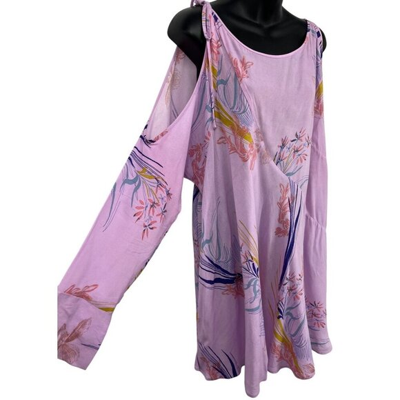 Free People Women Tunic Dress Size Large L Floral Cold Shoulder Long Sleeve EUC - Picture 4 of 8